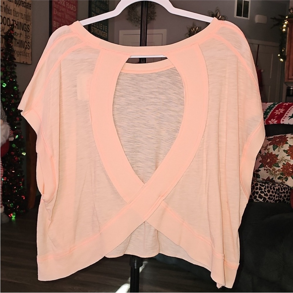 Free People Movement Pastel Peach Sz Medium Oversized Fit Open Back Nwts!!